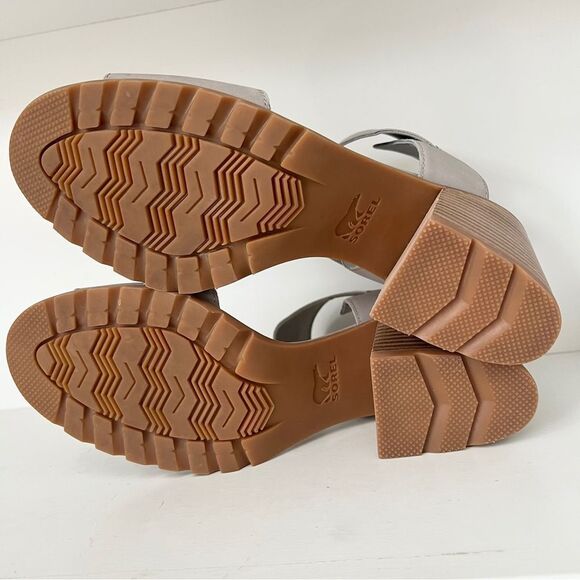 Sorel Nadia Chunky Heeled Sandals Dove Gray Leather Women’s 10.5 Elastic Strap - Picture 7 of 7